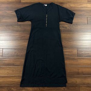 Mirth Women's Size Small Black Cotton Flax Tie Belt Maxi Dress